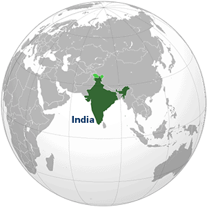 A map showing where India is located