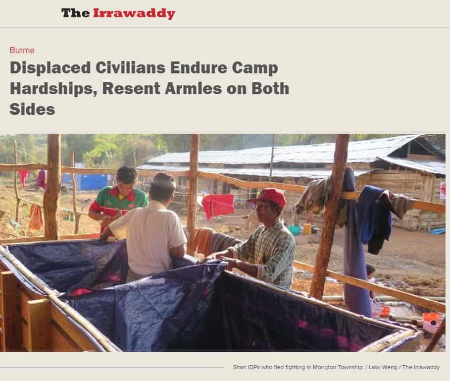 Front page of Irrawaddy newspaper with the headline, 