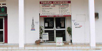 Outside of an Internet cafe in The Gambia