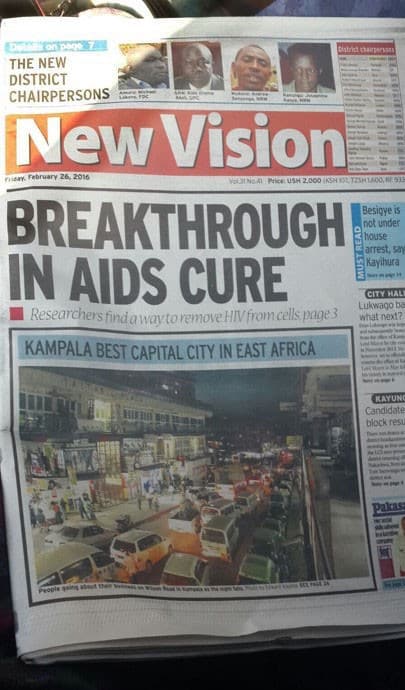 Front page of newspaper New Vision
