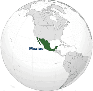 Map highlighting Mexico