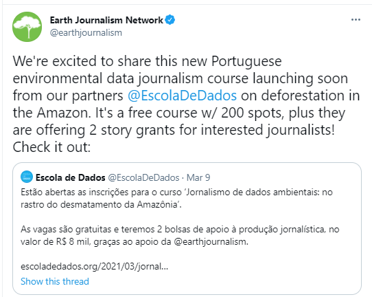 EJN Tweet re. School of Data - click for more text