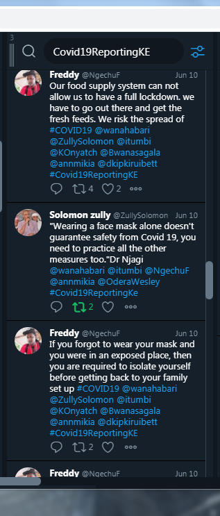screenshot of social media about using masks