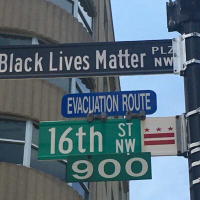 Street signs in DC - Black Lives Matter Plaza and 16th Street NW