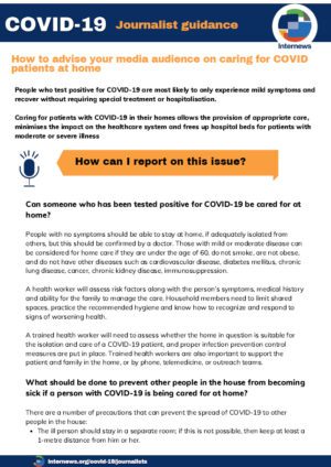 COVID-19 Guidance: How to Advise Your Media Audience on Caring for COVID Patients at Home (English)