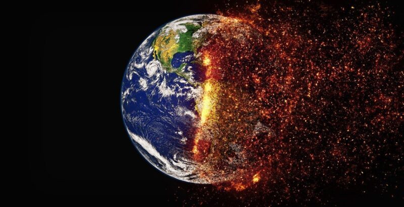 Image of the earth on fire
