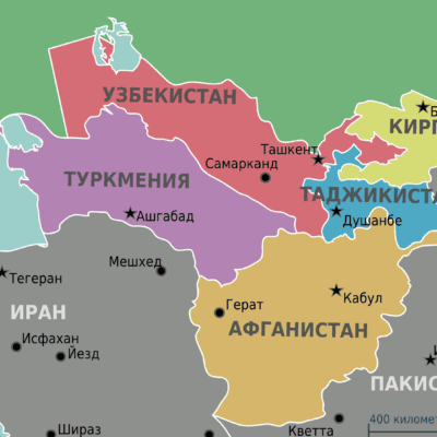 Map of Central Asia in Russian.