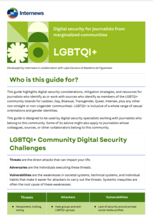 Digital security for journalists from marginalized communities: LGBTQI+ 